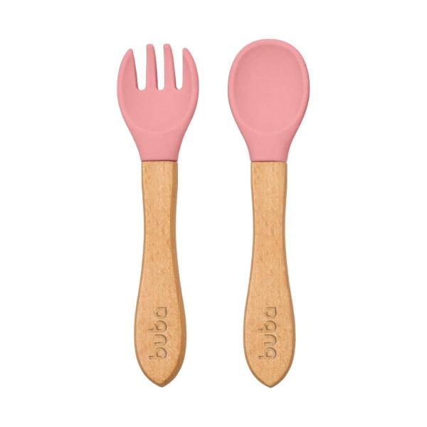 Imagem de Prato Bowl C/Ventosa Colher Garfo Silicone Bebê Rosa - Buba