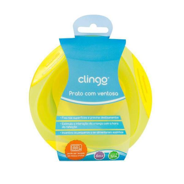 Prato com Ventosa Amarelo - Clingo Imagem de Prato com Ventosa Amarelo - Clingo