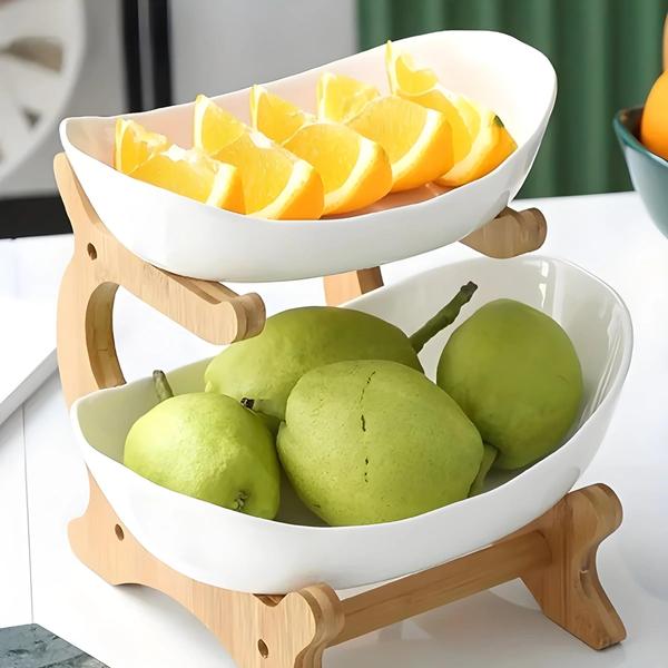 Prato de Frutas Moderno de 2/3 Camadas em Plástico - Cesta Criativa para Lanches Imagem de Prato de Frutas Moderno de 2/3 Camadas em Plástico - Cesta Criativa para Lanches