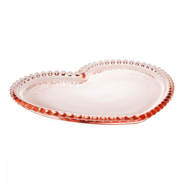 Imagem de Prato de Mesa Cristal Coração Pearl Rosa 25cm Wolff