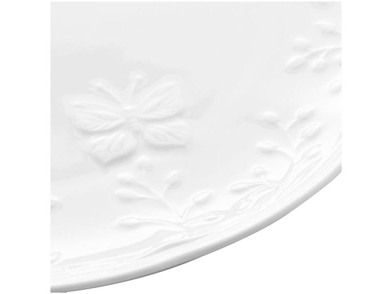 Prato de Porcelana Redondo 27cm Branco Raso - Lyor New Bone Butterfly Flower Imagem de Prato de Porcelana Redondo 27cm Branco Raso - Lyor New Bone Butterfly Flower