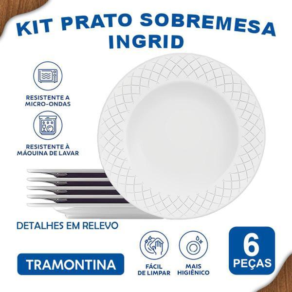 Imagem de Prato de Porcelana Sobremesa Ingrid 21cm Tramontina - Jogo com 6 peças