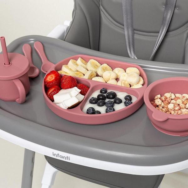 Prato de Silicone com Divisórias Piccolo Rosa - Infanti Imagem de Prato de Silicone com Divisórias Piccolo Rosa - Infanti