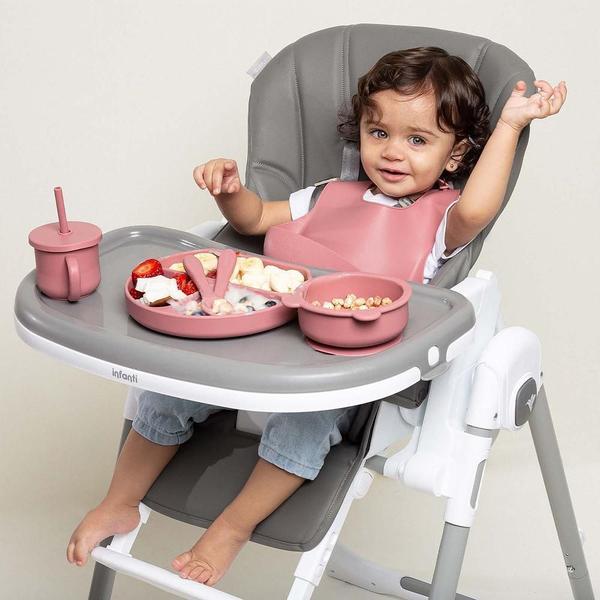 Prato de Silicone com Divisórias Piccolo Rosa - Infanti Imagem de Prato de Silicone com Divisórias Piccolo Rosa - Infanti