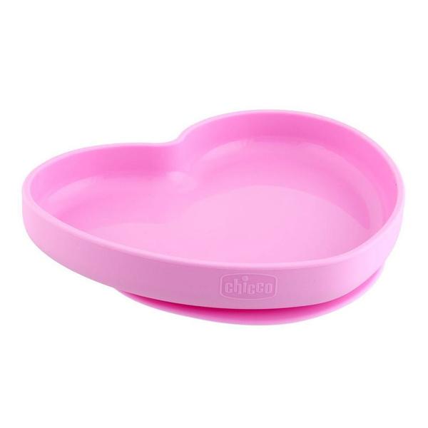 Imagem de Prato de Silicone Com Ventosa Coração Rosa Chicco