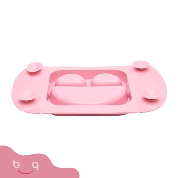 Imagem de Prato de silicone para bebê rosa anti manchas com ventosa