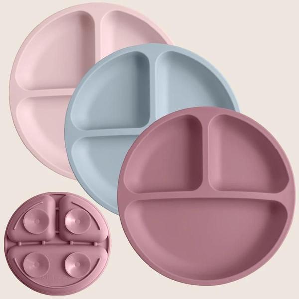 Imagem de Prato de Silicone para Bebê - Sem BPA, com Sucção - Ideal para Treinamento