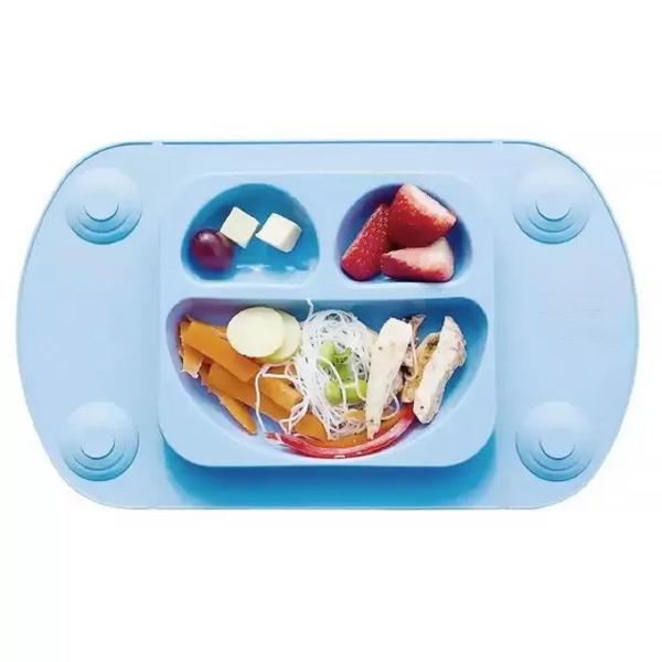 Prato de Silicone Portátil para Bebê Azul Claro - Mimo Style Imagem de Prato de Silicone Portátil para Bebê Azul Claro - Mimo Style