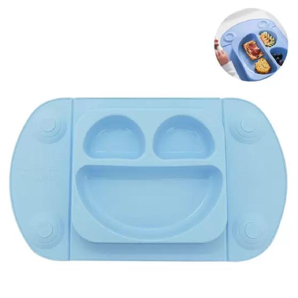 Prato de Silicone Portátil para Bebê Azul Claro - Mimo Style Imagem de Prato de Silicone Portátil para Bebê Azul Claro - Mimo Style