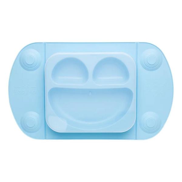 Prato De Silicone Portátil Para Bebê Azul Prático Mimo Style Imagem de Prato De Silicone Portátil Para Bebê Azul Prático Mimo Style