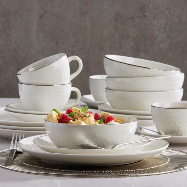 Prato De Sobremesa Cerâmica 20cm Harmony Corona Branco Imagem de Prato De Sobremesa Cerâmica 20cm Harmony Corona Branco