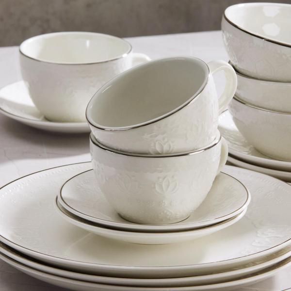 Prato De Sobremesa Cerâmica 20cm Harmony Corona Branco Imagem de Prato De Sobremesa Cerâmica 20cm Harmony Corona Branco