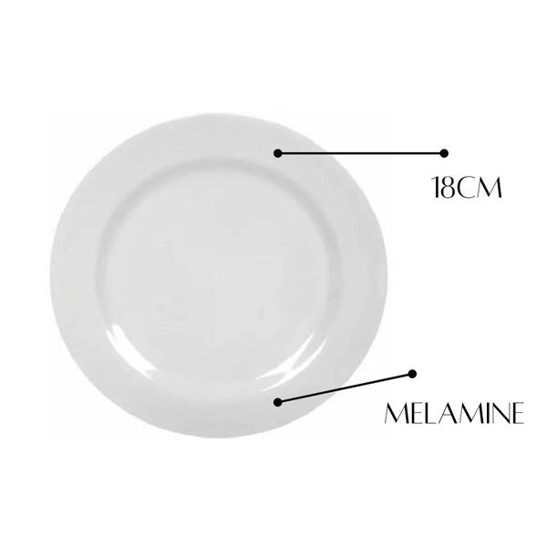 Imagem de Prato de sobremesa melamine branco 18cm redondo - yangzi