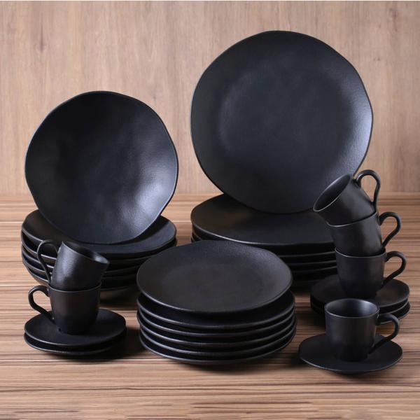 Imagem de Prato de Sobremesa Orgânico Preto Matte Stoneware Cerâmica Porto Brasil 1 Unidade