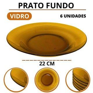 Prato de vidro fundo 23cm 6pçs - Em casa Tem Glass Imagem de Prato de vidro fundo 23cm 6pçs