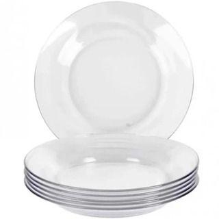 Prato de vidro fundo 23cm 6pçs - Em casa Tem Glass Imagem de Prato de vidro fundo 23cm 6pçs