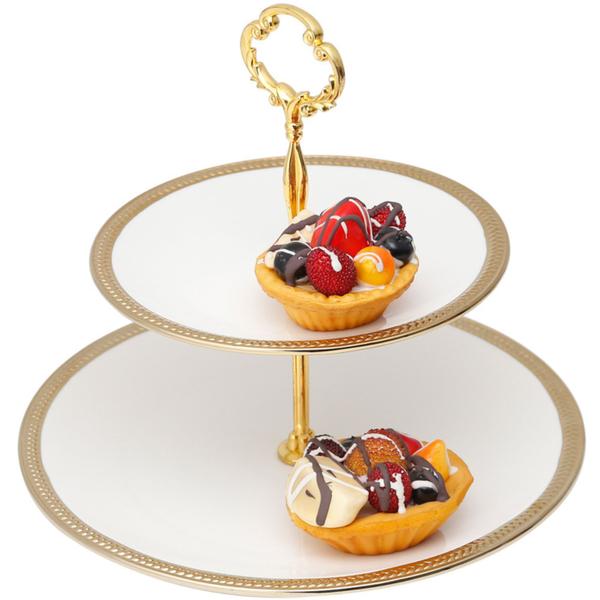Prato Duplo P/ Doces de Porcelana Paddy 19cm/27cmx24cm - Wolff Imagem de Prato Duplo P/ Doces de Porcelana Paddy 19cm/27cmx24cm - Wolff