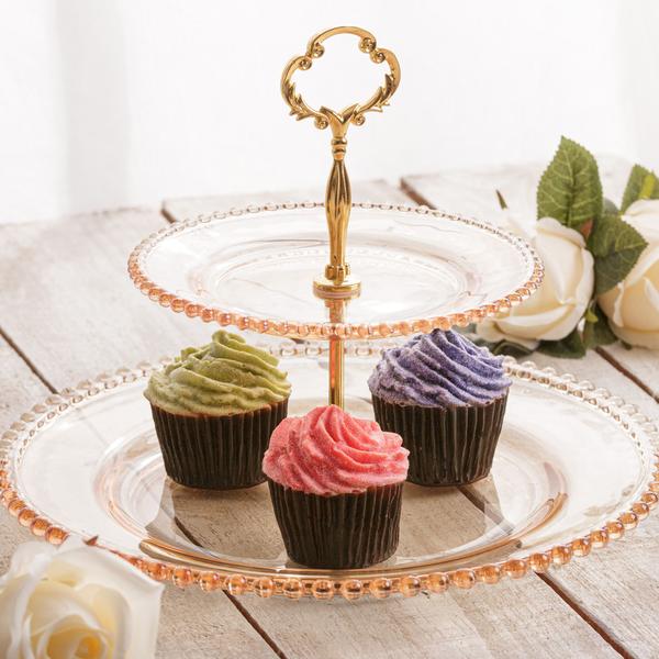 Imagem de Prato Duplo Para Doces Cup Cake Cristal Wolff 2 Andares