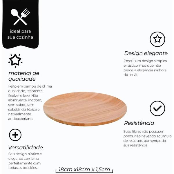 Imagem de Prato Ecokitchen 18cm Bambu Ecológico e Antibacteriano Mimo