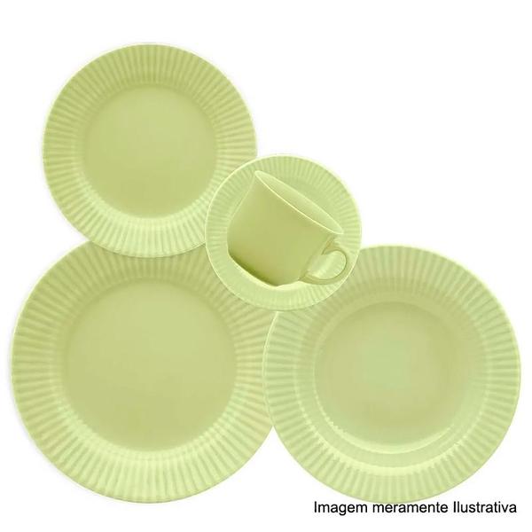 Imagem de Prato Fundo 21,5cm Canelé Verde Porcelana 135860 - Biona