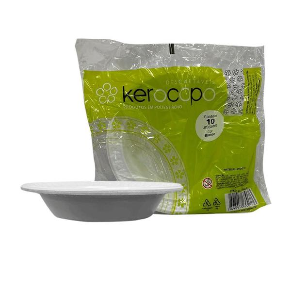 Prato Fundo 21cm Branco para Refeição Kerocopo com 250 unidades - ALTACOPPO Imagem de Prato Fundo 21cm Branco para Refeição Kerocopo com 250 unidades
