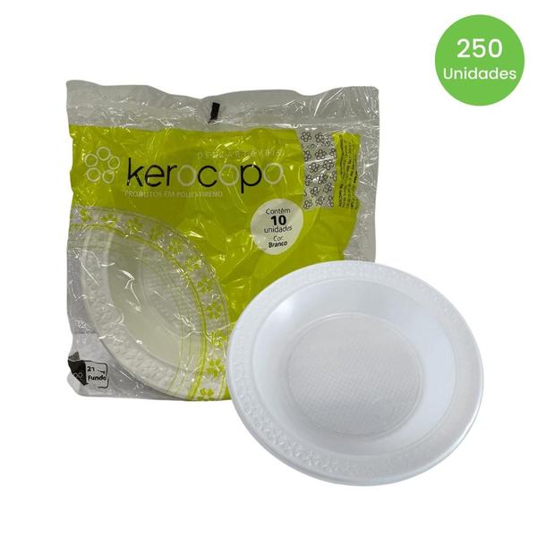 Prato Fundo 21cm Branco para Refeição Kerocopo com 250 unidades - ALTACOPPO Imagem de Prato Fundo 21cm Branco para Refeição Kerocopo com 250 unidades