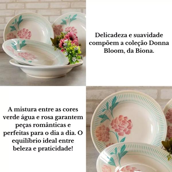 Imagem de Prato Fundo de Cerâmica 22 cm Estampa Donna Bloom 6 Unidades - Biona 102490