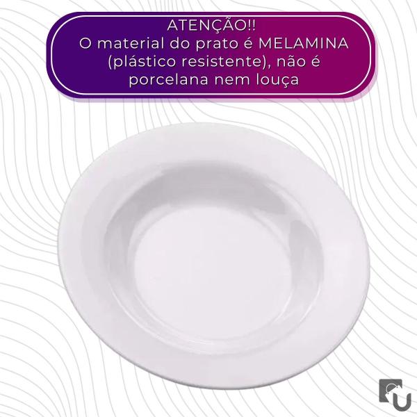 Imagem de Prato Fundo Redondo Branco de Melamina 25cm Leve Plástico Resistente - Bestfer