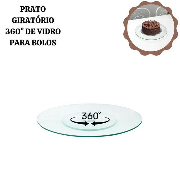 Imagem de Prato giratório 360 de vidro para bolos 30cm