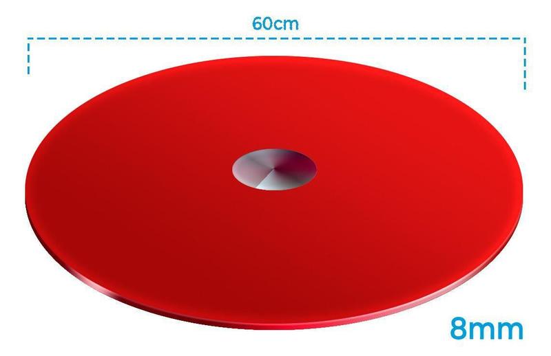 Prato Giratório Vidro Temperado 8Mm Vermelho 80Cm - Tuberias Imagem de Prato Giratório Vidro Temperado 8Mm Vermelho 80Cm