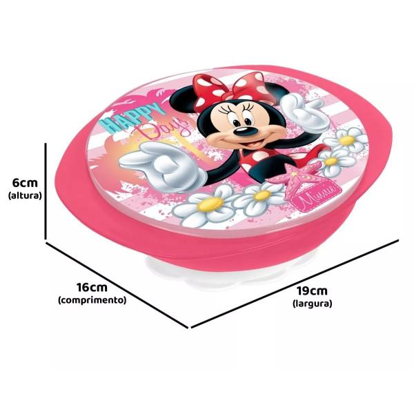 Imagem de Prato Infantil Bowl Para Bebê Com Ventosa E Tampa Minnie