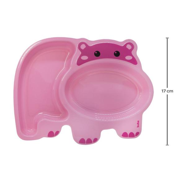Prato Infantil com Divisórias Hipopotamo Rosa e Kit 2 Colheres Termossensíveis Curvadas Buba Imagem de Prato Infantil com Divisórias Hipopotamo Rosa e Kit 2 Colheres Termossensíveis Curvadas Buba
