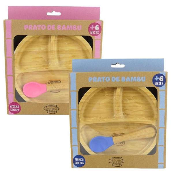 Prato Infantil De Bambu Ventosa 2Un - Turminha Alves Baby Imagem de Prato Infantil De Bambu Ventosa 2Un - Turminha Alves Baby