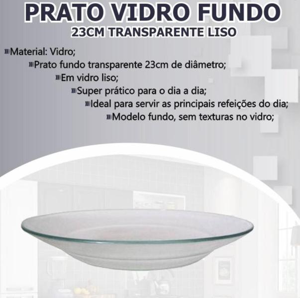 Prato Liso Vidro Fundo 23cm 1343TP - Generica Imagem de Prato Liso Vidro Fundo 23cm 1343TP