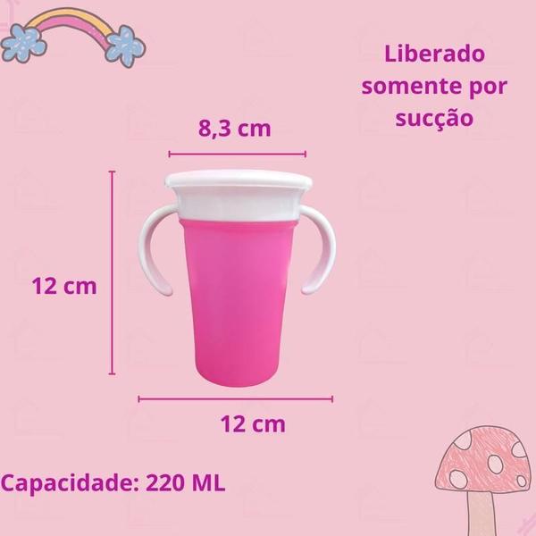 Imagem de Prato Mágico Infantil Giratório E Copo Antivazamento - Rosa