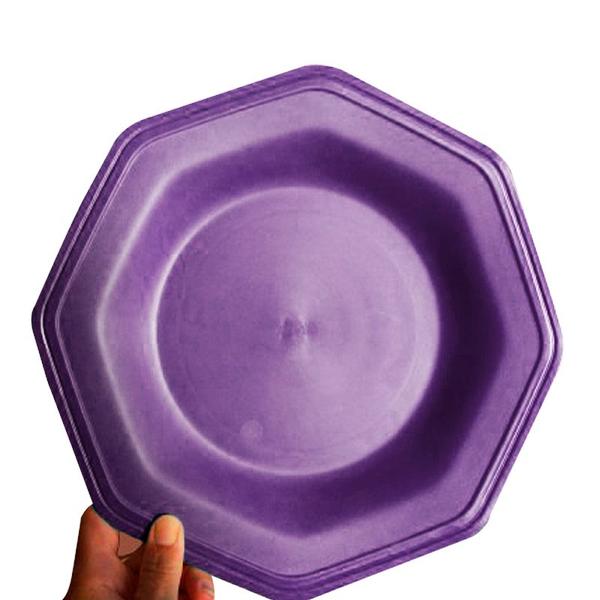 Imagem de Prato Oitavado Plástico Refeição Lanche Porções Roxo