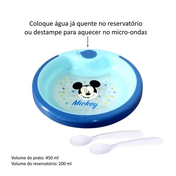 Prato para Bebês Térmico Gruda na Mesa 2 Colheres do Mickey - Plasútil Imagem de Prato para Bebês Térmico Gruda na Mesa 2 Colheres do Mickey