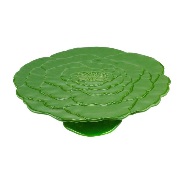 Imagem de Prato para Bolo Porcelana com Pé Rosy Verde 30X9cm - Wolff