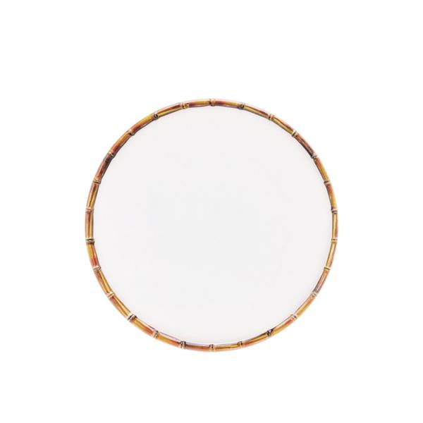 Imagem de Prato Para Festa Sobremesa Decorativo De Melamina Borda Bambu Branco 22cm