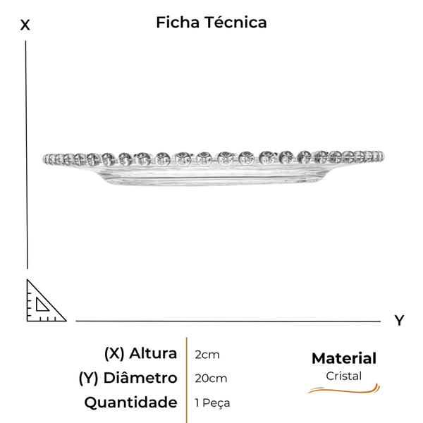 Imagem de Prato para Sobremesa de Cristal Redondo Coração 20cm