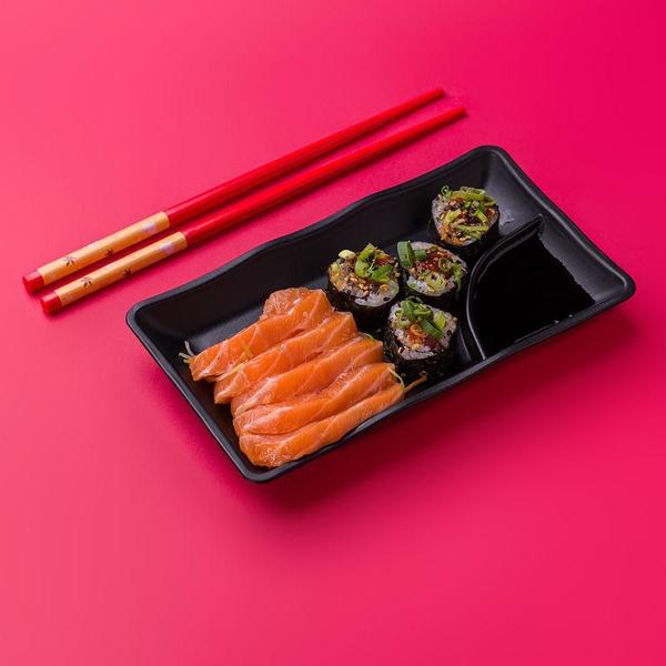 Imagem de Prato Para Sushi Retangular 11,5x19,5 Vermelho em Policarbonato Linha Profissional Cook VEM