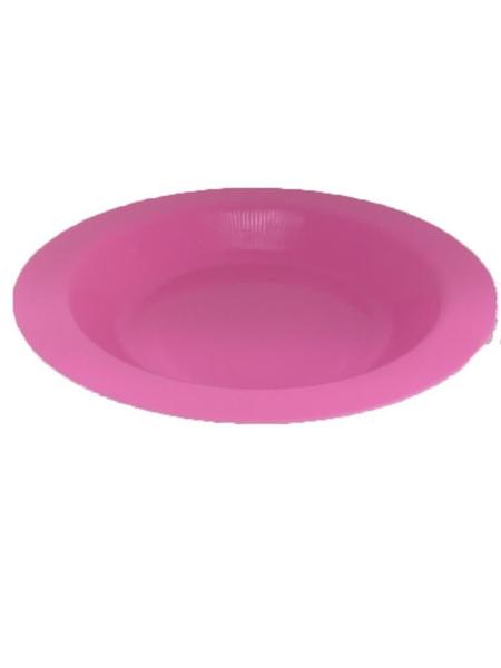 Imagem de Prato Plástico Merenda Escolar Rosa 21 cm - 25 Pçs