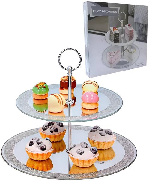 Prato Porta Doce Boleira Suporte Decorativo 2 Andares 22cm - Gici Casa Imagem de Prato Porta Doce Boleira Suporte Decorativo 2 Andares 22cm