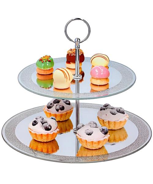 Prato Porta Doce Boleira Suporte Decorativo 2 Andares 22cm - Gici Casa Imagem de Prato Porta Doce Boleira Suporte Decorativo 2 Andares 22cm