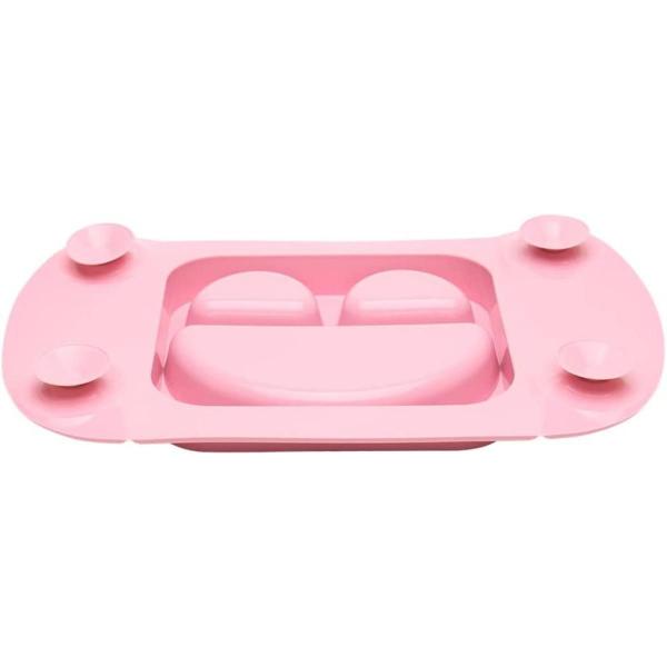 Imagem de Prato Portátil Para Bebê em Silicone Rosa Prático Mimo Style