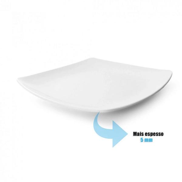 Imagem de Prato Quadrado 24 Cm em Melamina/Plastico 5 Mm Espessura Branco  Fuxing 