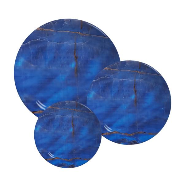 Prato Raso Cerâmica 29cm Refeição Lápis Lazúli Alleanza Azul Rajado Imagem de Prato Raso Cerâmica 29cm Refeição Lápis Lazúli Alleanza Azul Rajado