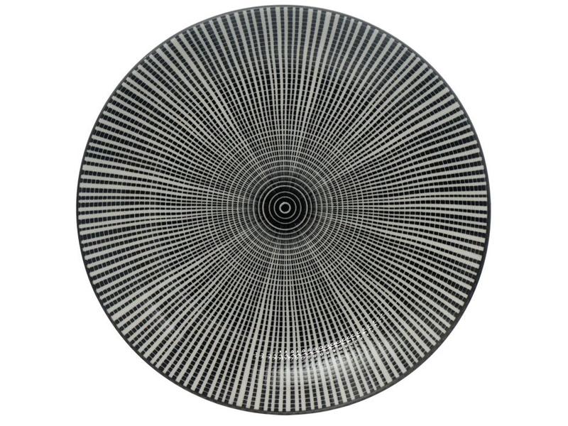 Prato Raso de Cerâmica Preto de Sobremesa 19,5cm Hauskraft Stripe Prato Raso de Cerâmica Preto de Sobremesa 19,5cm Hauskraft Stripe