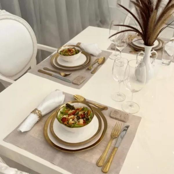 Imagem de Prato raso dubai porcelana branco e dourado - wolff