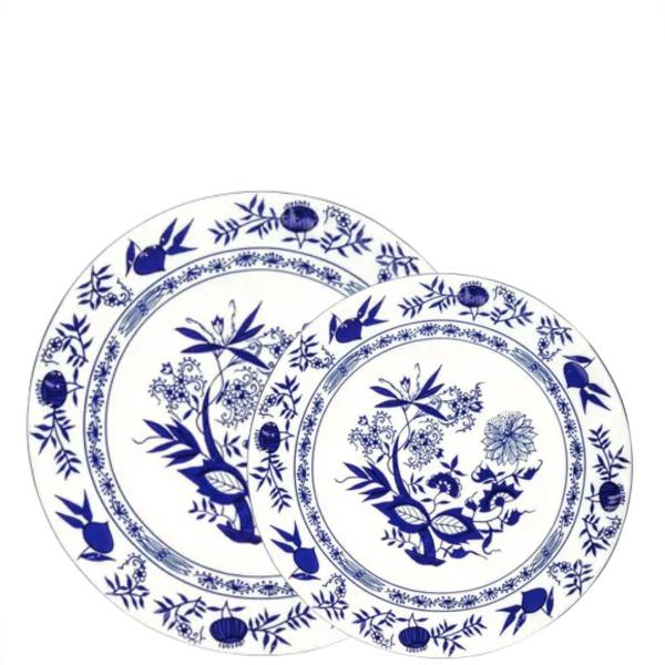 Prato Raso e Fundo 12pç Cebolinha Porcelana Schmidt Imagem de Prato Raso e Fundo 12pç Cebolinha Porcelana Schmidt